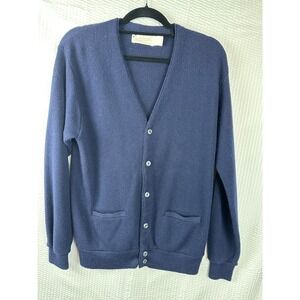Vintage Arnold Palmer Men's Cardigan Sweater Blue Button Front USA medium